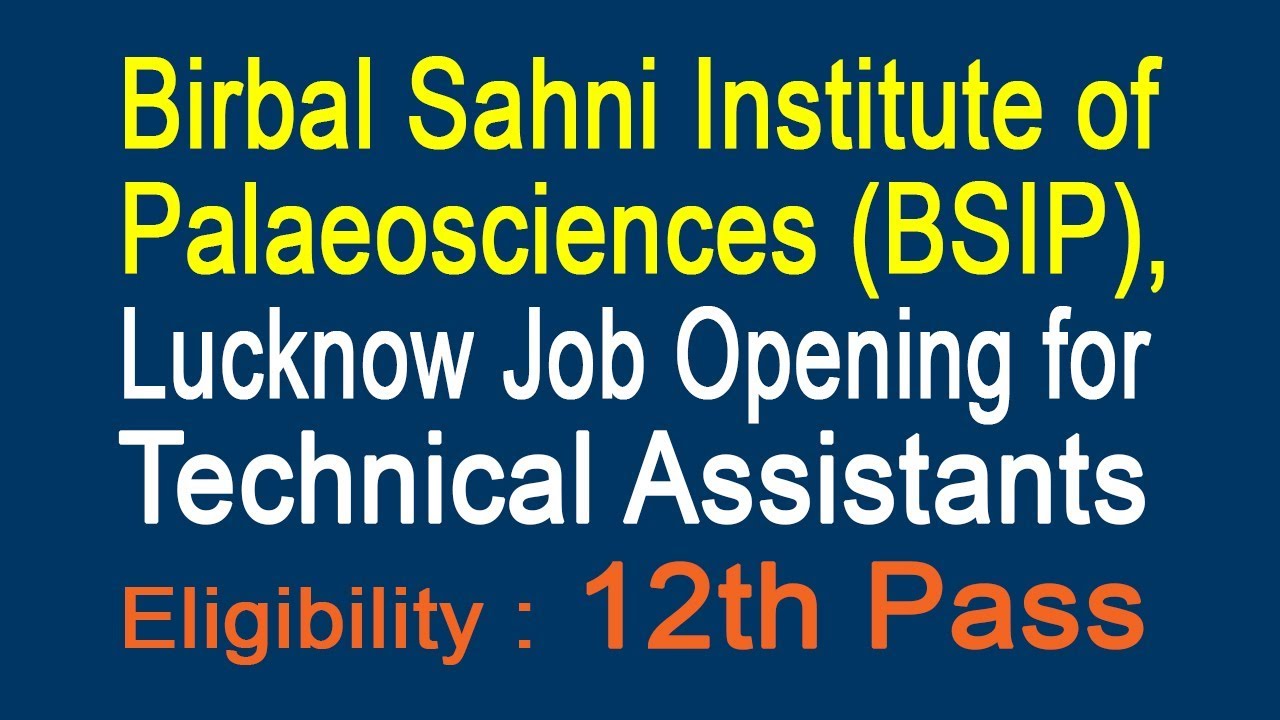 Birbal Sahni Institute of Palaeosciences (BSIP), Lucknow Job Opening for Technical Assistants