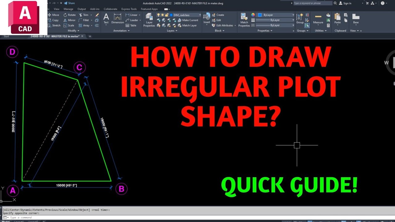 How to Draw Irregular Plot Shape in AutoCAD #autocadtutorial