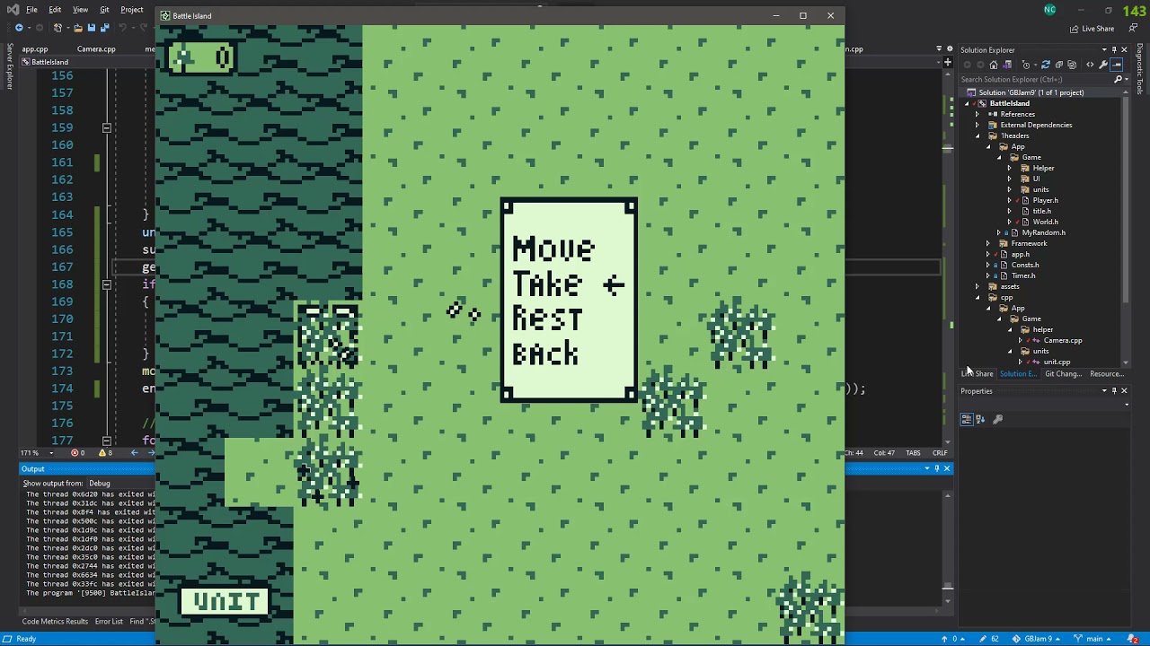 Battle island game demonstration (GBJAM 9/vulkan)