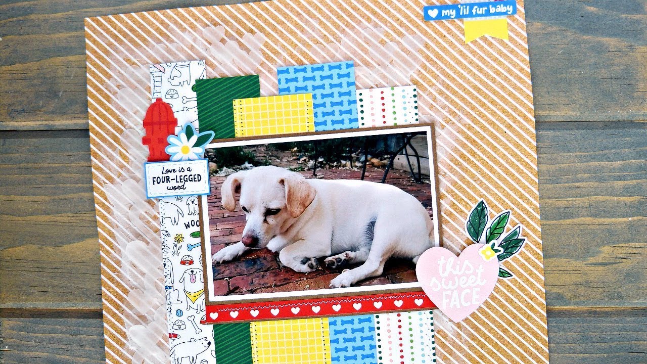 Fur Baby Scrapbook Layout | Pet Scrapbook Page Process Video