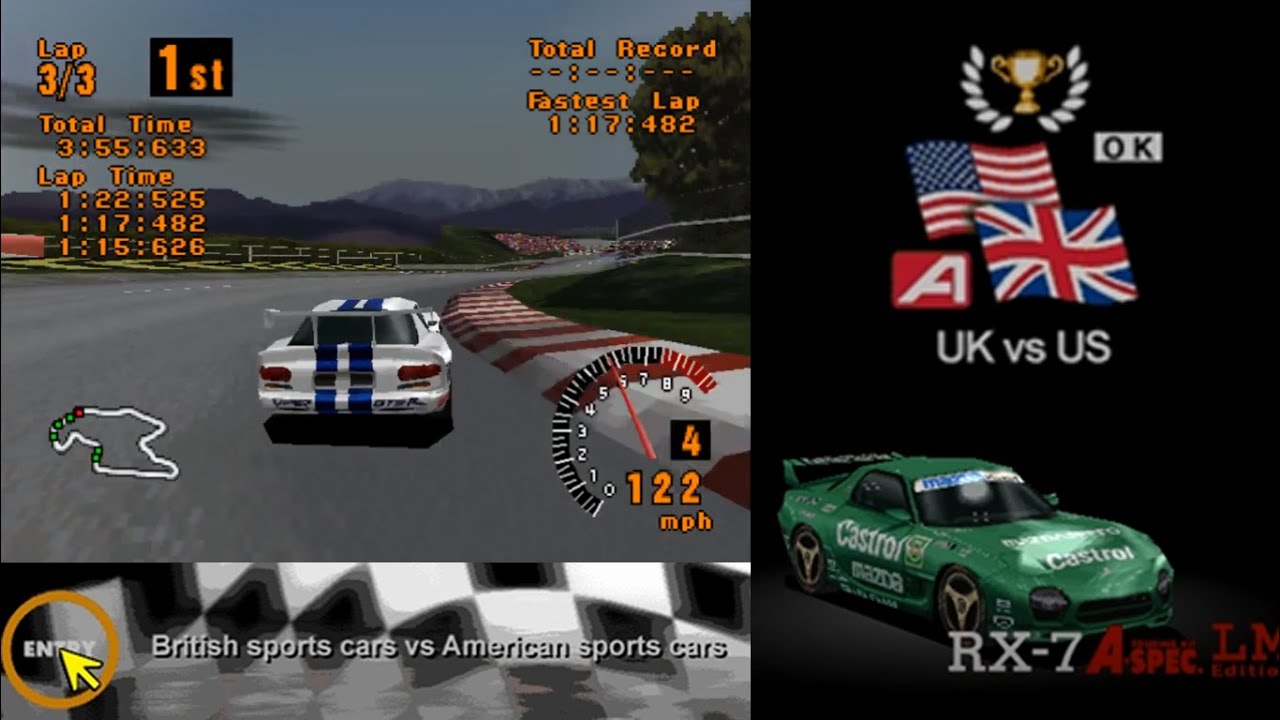PSX 1 - Gran Turismo (1998) - Simulation Mode - Day 66 to 72 - Special Event: UK vs USA