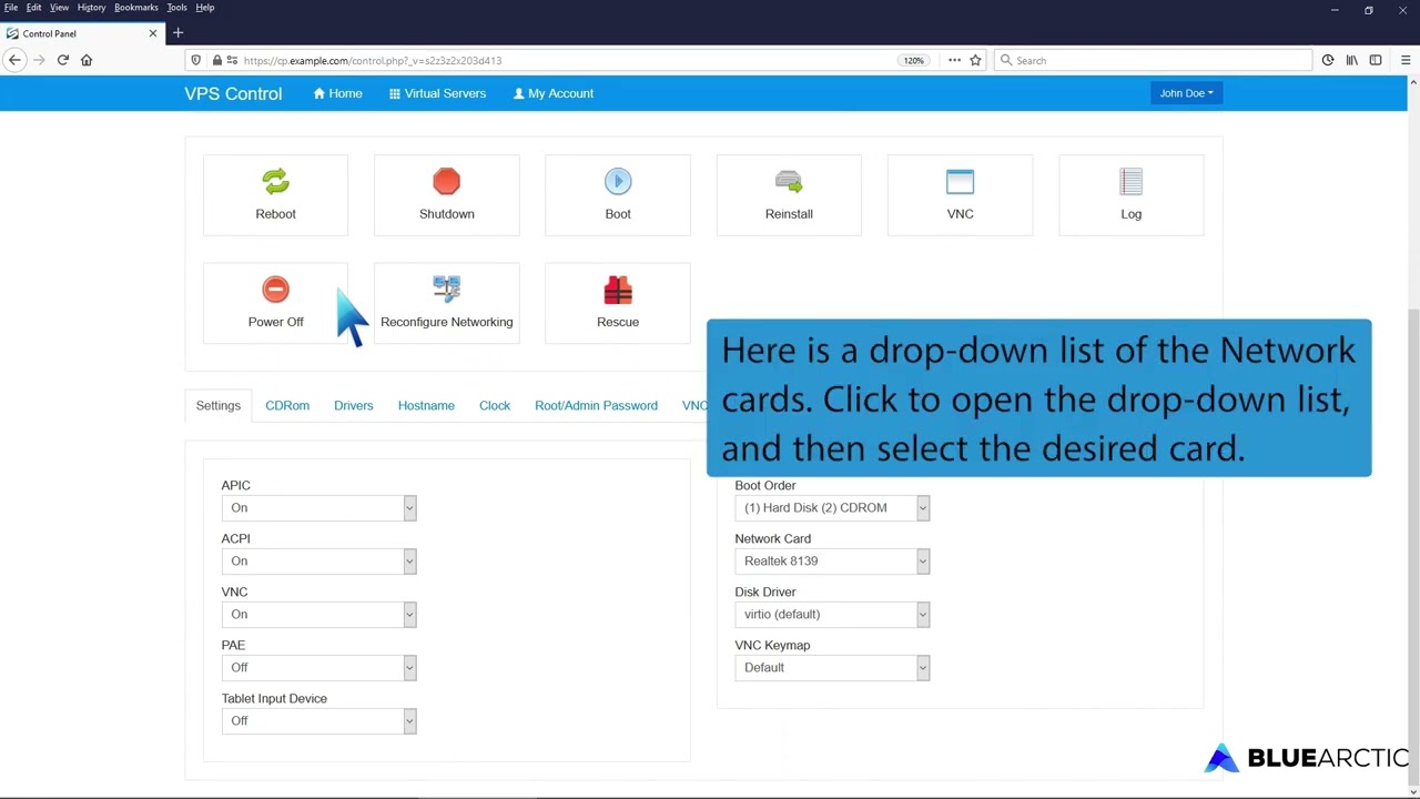 How to Change the Network Card to Virtio, Intel PRO, or Realtek in SolusVM   BLUE ARCTIC
