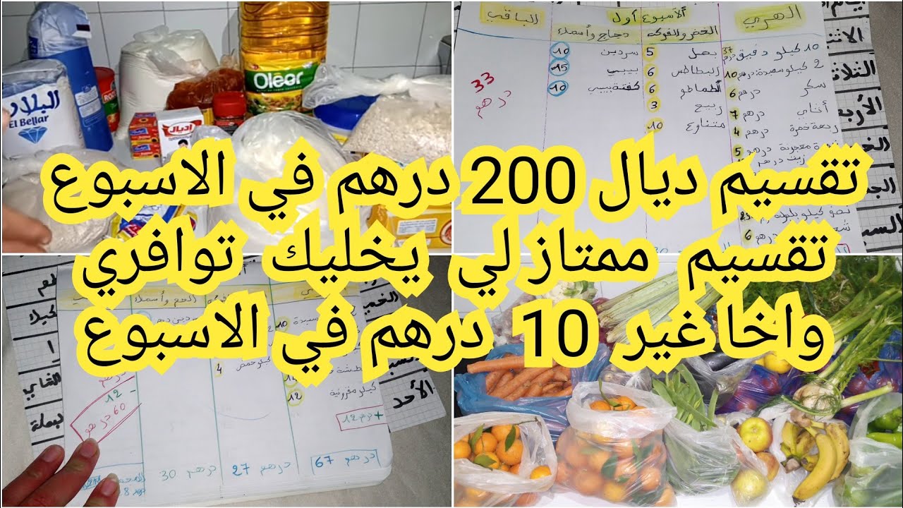 تقسيم ديال 200 درهم في الاسبوع تقسيم لي غادي يخليك توافري وخا غير شوية