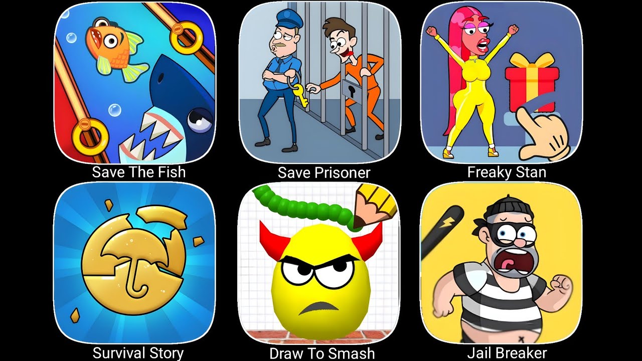 Save Prisoner,Save The Fish,Freaky Stan,Survival Story,Draw To Smash,Jail Breaker - android Gameplay
