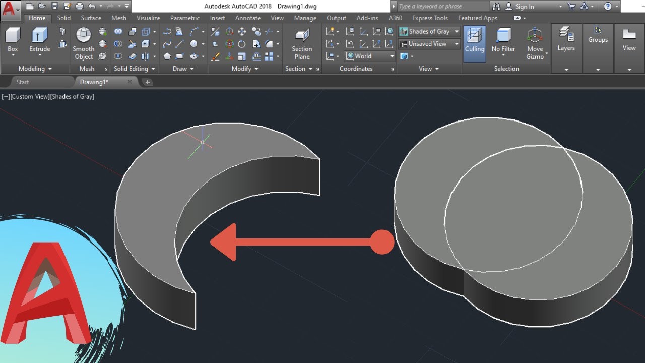 Subtract command in Autocad [How to subtract one object from another in autocad].