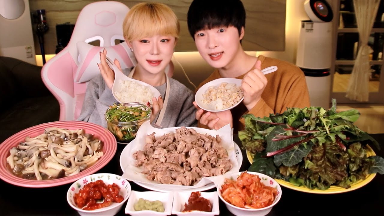 하루의 피로가 녹아내리는 오리삼겹 쌈밥 한 끼 집밥 먹방! ( 송이버섯, 고기느타리, 명태식해 ) Korean Mukbang | 韓国のサムご飯定食モッパン
