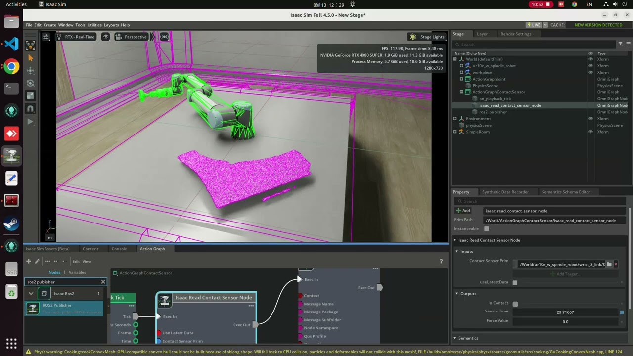 How to setup ur10e robot for polishing in Isaac sim 4.5.0 (End-to-End Guide)