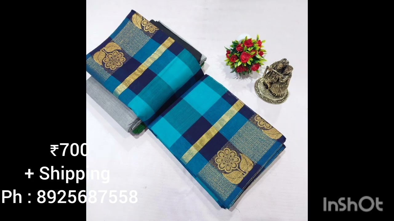 👆New arrival of *Chettinad Cotton Checked Sarees*  Saree length *5.5 mtrs*(without blouse)@ 700+$*