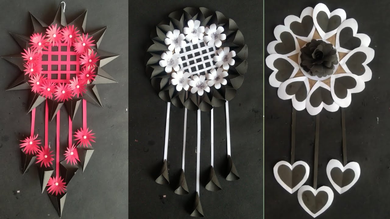 3 Beautiful White Paper Flower Wall Hanging | Simple & Easy Wall Hanging | Unique White Paper Craft