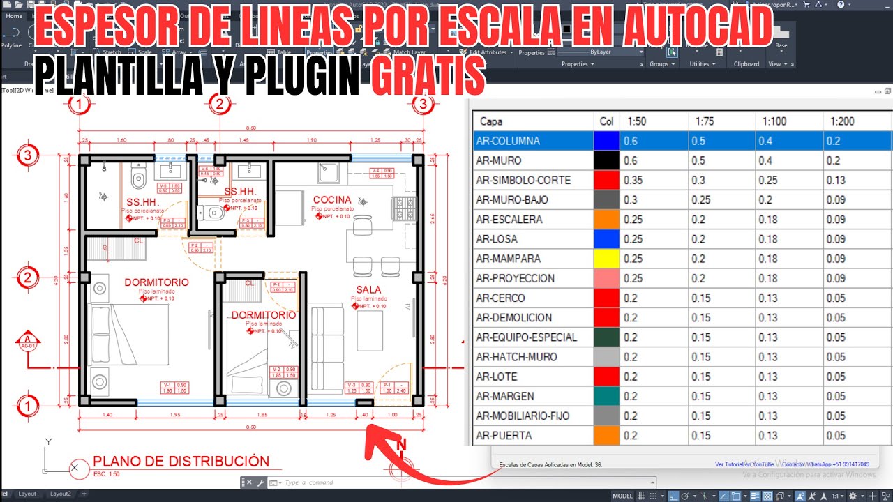 ESPESOR DE LINEAS POR ESCALAS EN AUTOCAD | PLANTILLA GRATIS! | HERO ARQ
