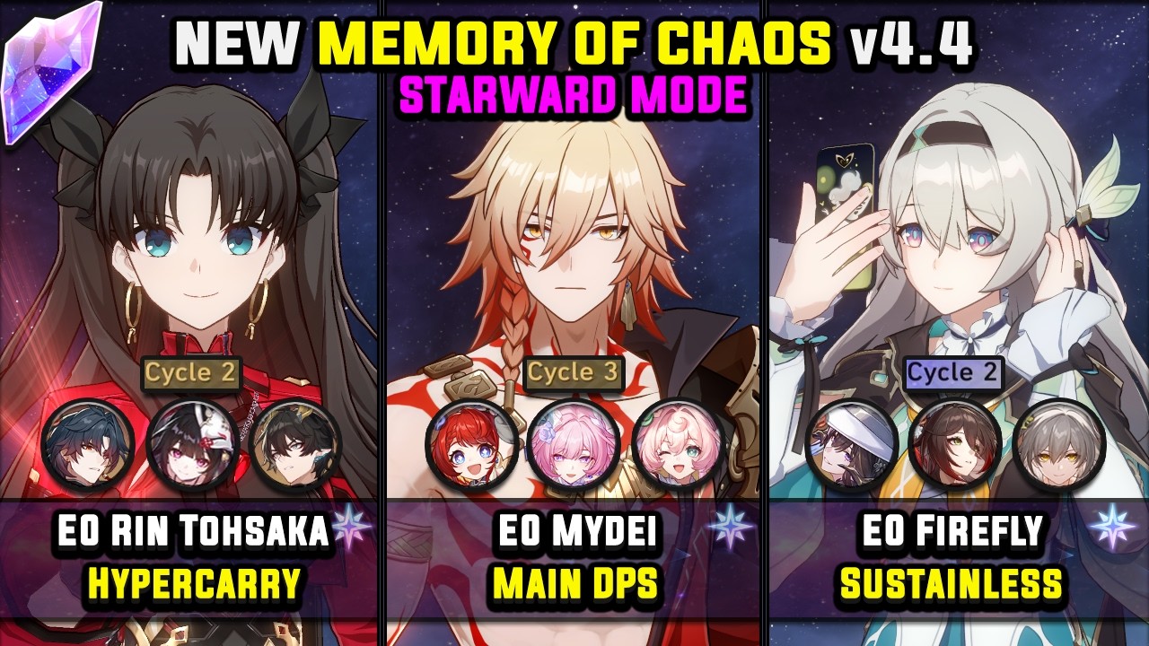 E0 Rin Tohsaka & E0 Mydei & E0 Firefly (4 Star) Memory Of Chaos - Starward Mode 4.4