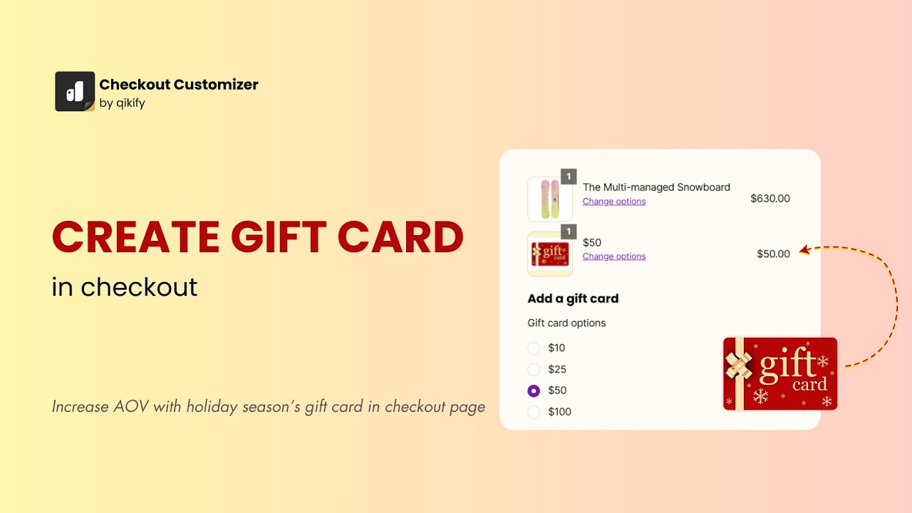 How to create Gift Cards in Shopify Checkout | Qikify Checkout Customizer