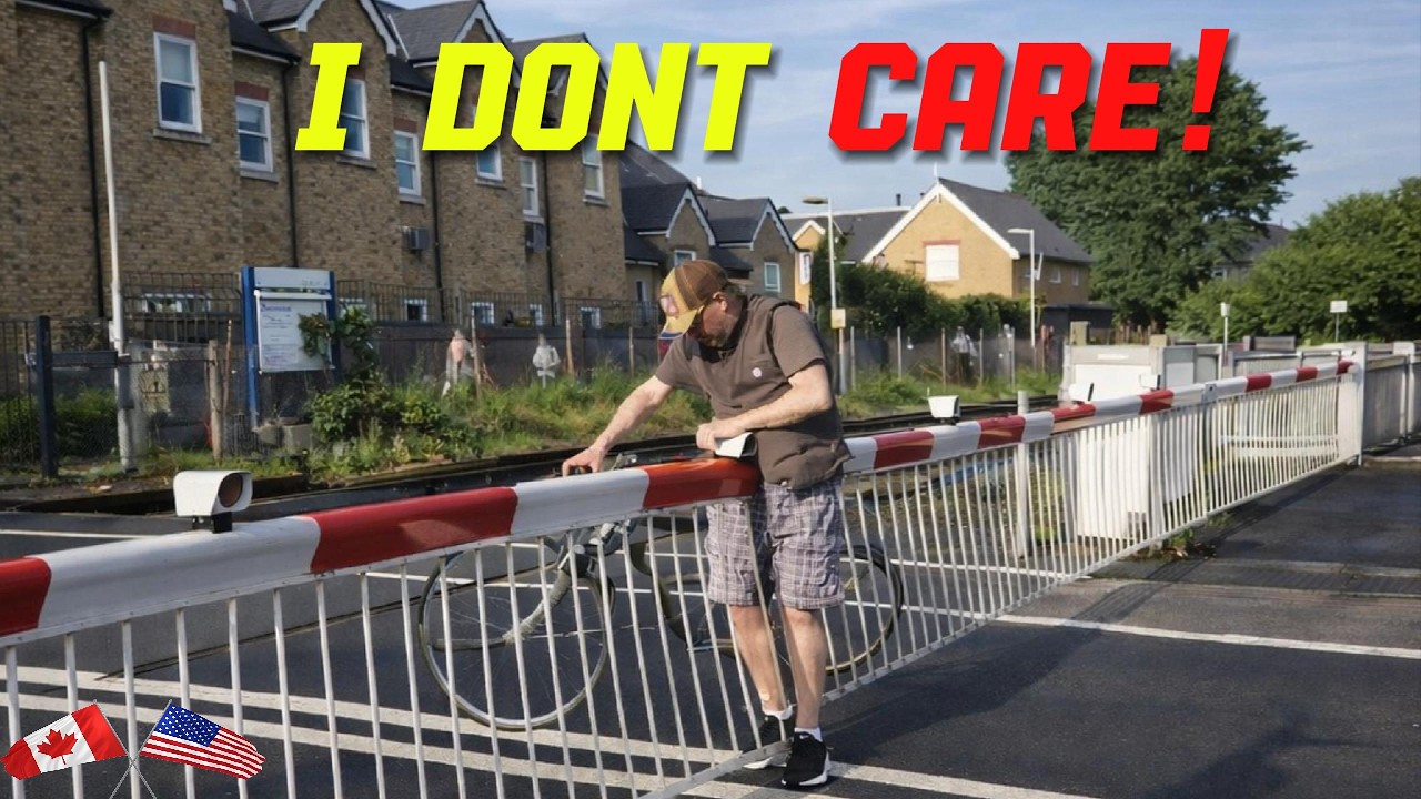 IDIOT ON A BICYCLE IGNORED BASIC TRAIN RAIL SAFETY