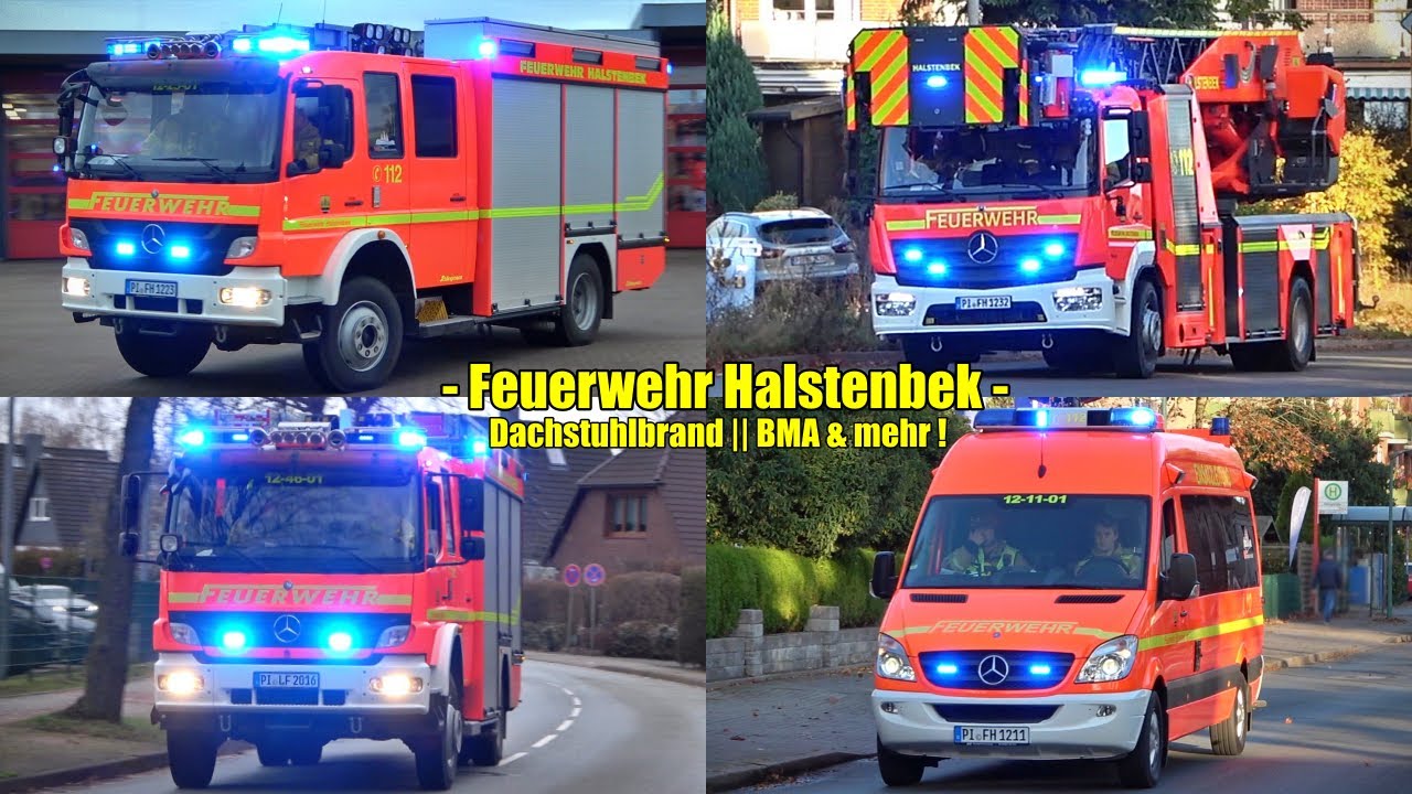 [DACHSTUHL in FLAMMEN || BMA & MEHR!] - Vollalarm || Einsatzfahrten Freiwillige Feuerwehr Halstenbek