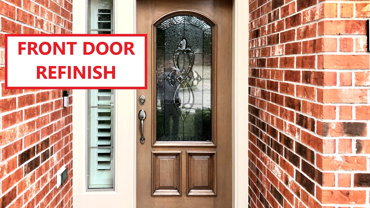 Refinishing a wood front door.