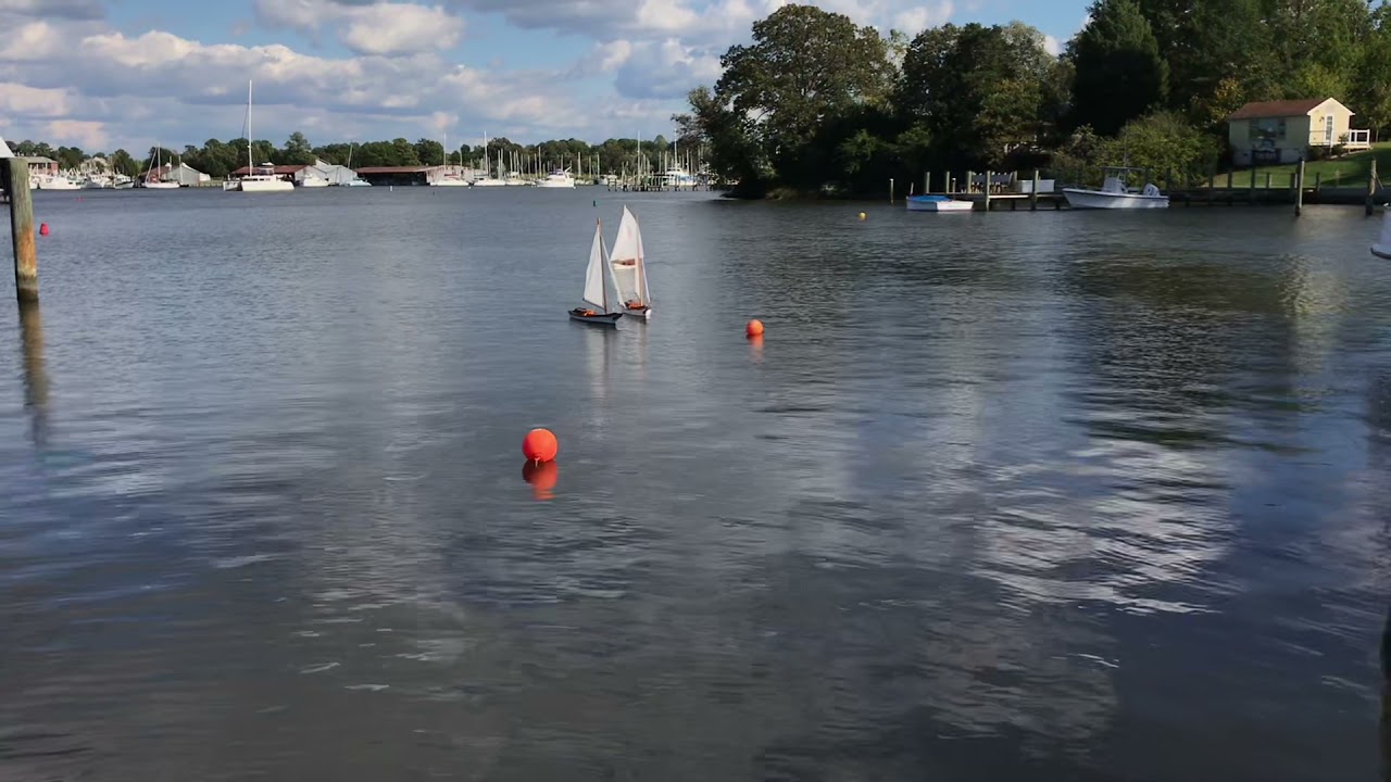 R/C Skipjacks racing at the Calvert Marine Museum in Solomons, Maryland.