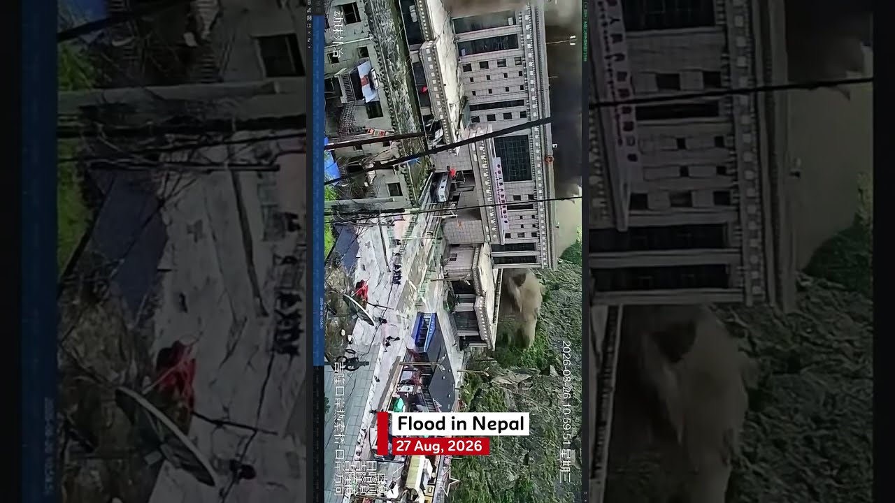Devastatin Flood in Nepal and China border in kerung #nepal #flood #china #shorts #trishuliflood