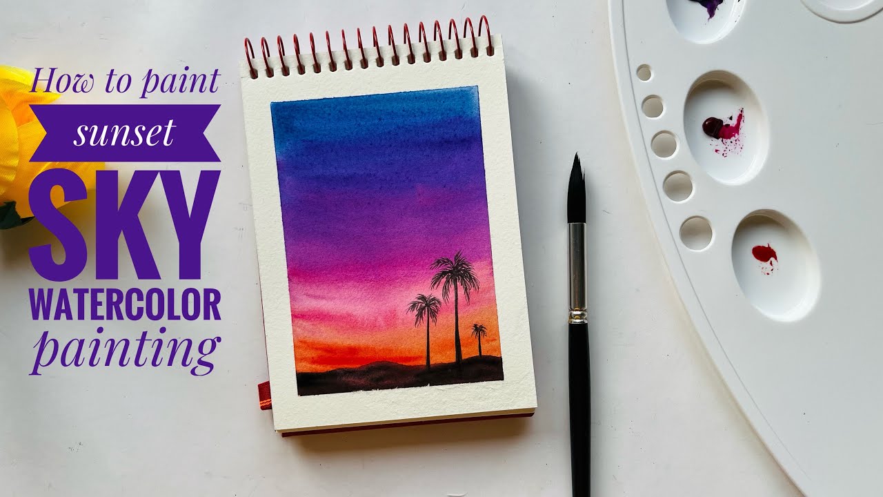How to paint Sunset sky for beginners/watercolor painting