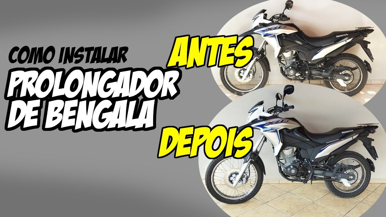 Prolongador de BENGALA XRE190 e BROS 160 (como instalar e antes e depois)