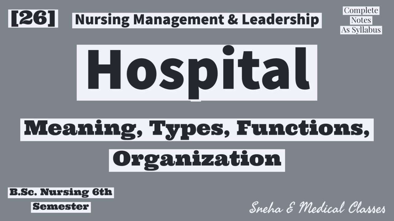 Hospital, Meaning, Types, Functions and Organization !! Hindi !!