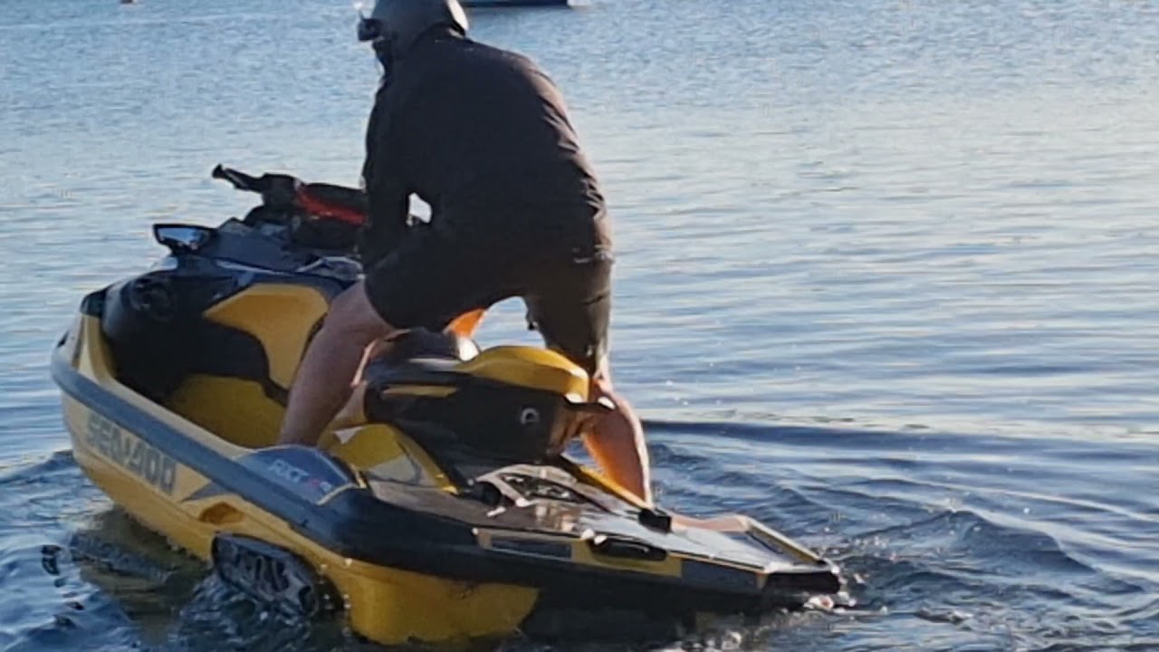 launch jet ski from the beach