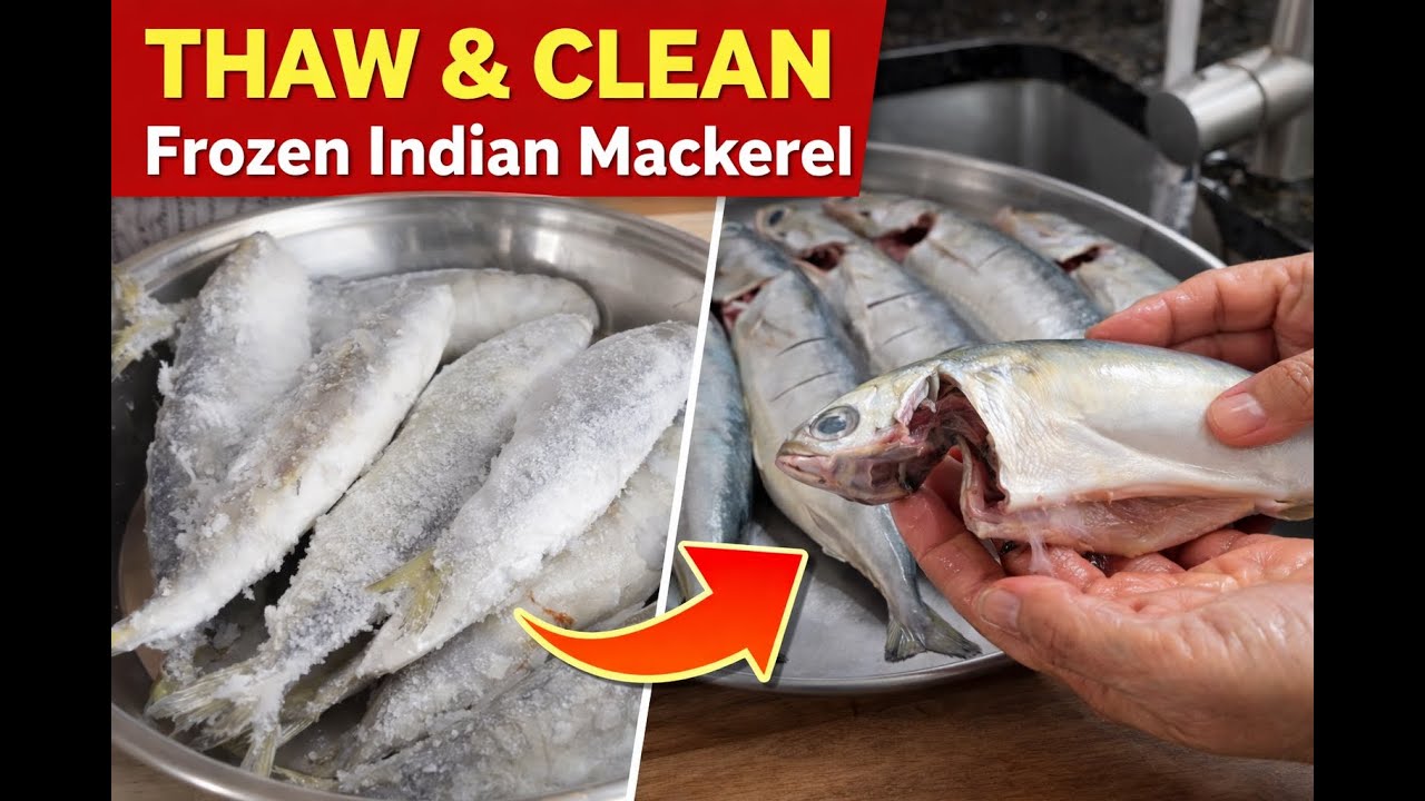 Easy Method to Thaw and Clean Frozen Indian Mackerel (Bangda/Bangude) in New Jersey.