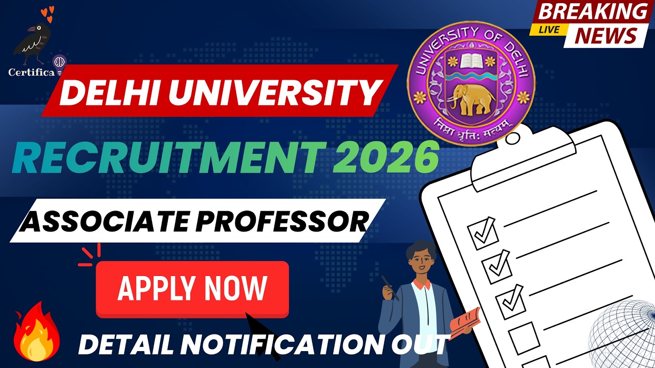 Delhi University Associate Professor Recruitment2026 | DU Faculty Vacancy Eligibility & Apply Online