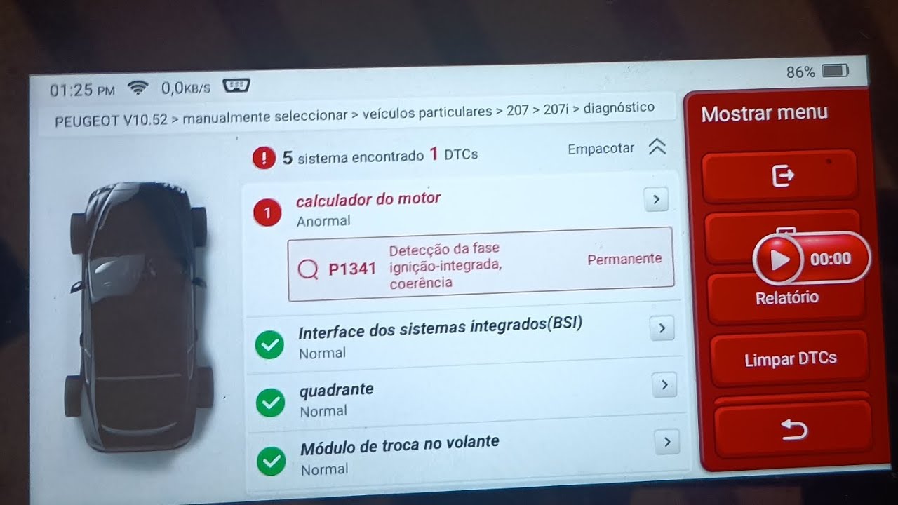 p1341 falha no sinal de fase motores Peugeot Renault Citroen como diagnósticar 