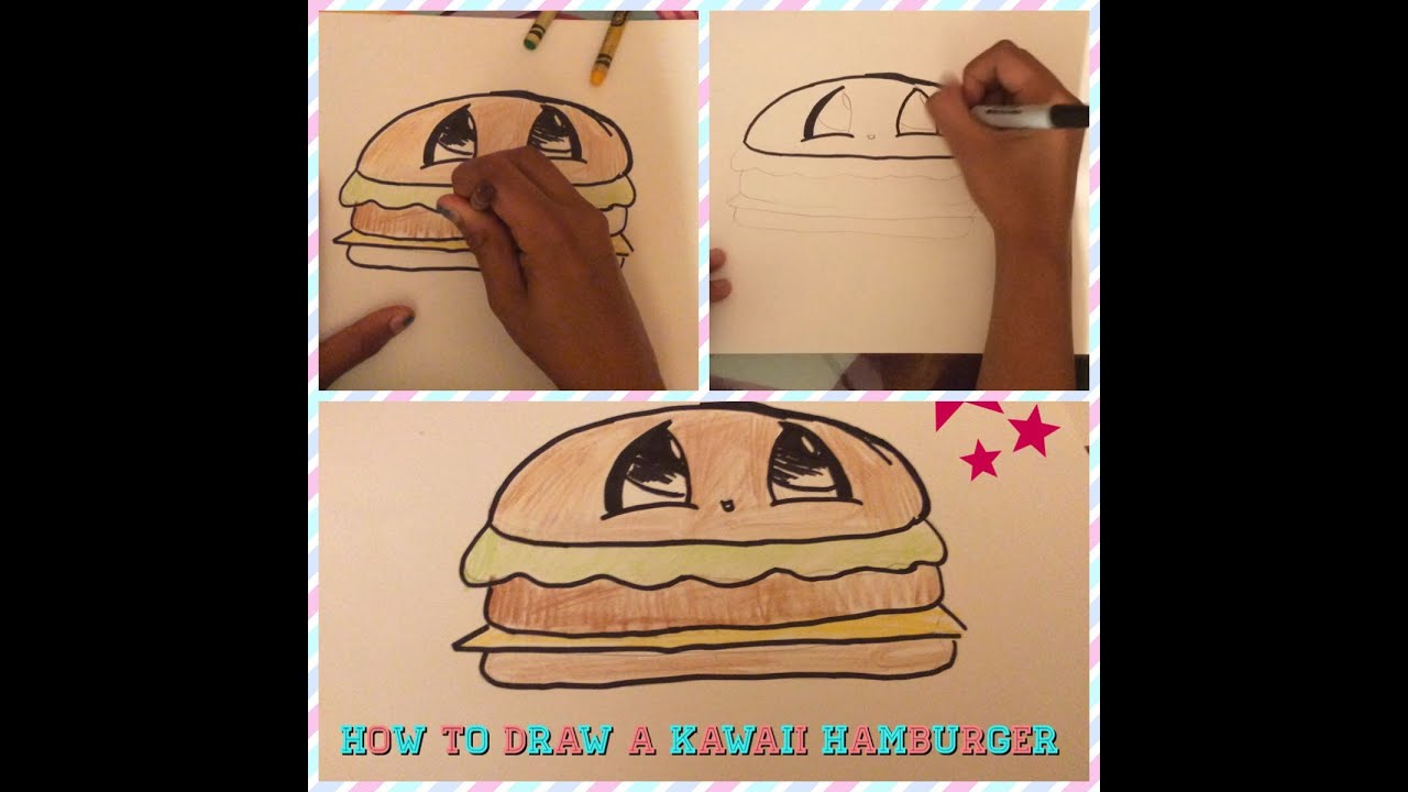 How to draw a Kawaii Hamburger
