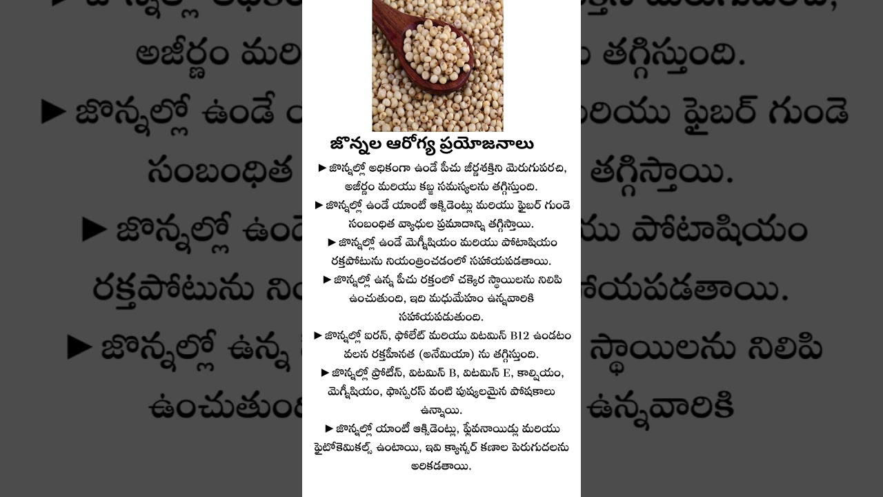 Health Benefits of Sorghum, jowar health benefits