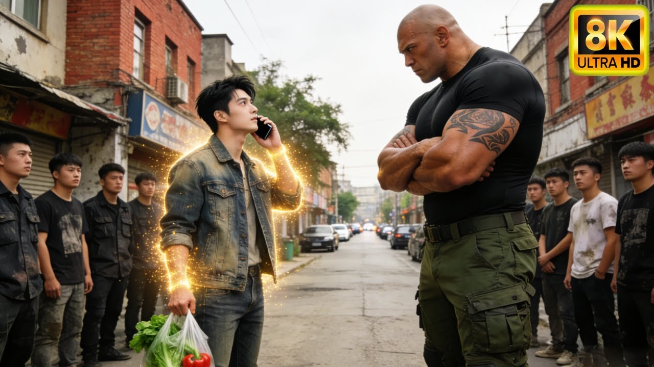 A shopper blocked by a giant. On a call, he knocked him out instantly.