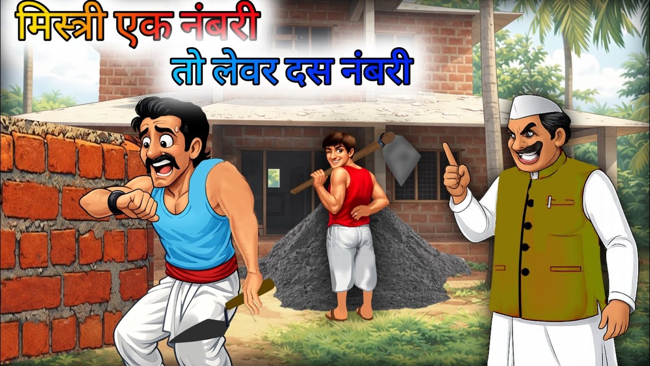 मिस्त्री एक नंबरी तो लेबर दस नंबरी | Chalak mistri | Hindi story | Cartoon hindi kahani ||