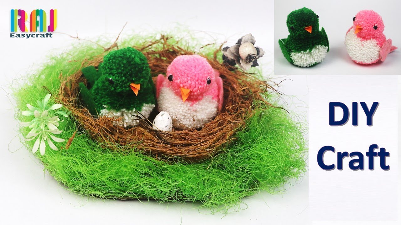 Room decor art and craft || beautiful woolen birds making at home || cool craft idea