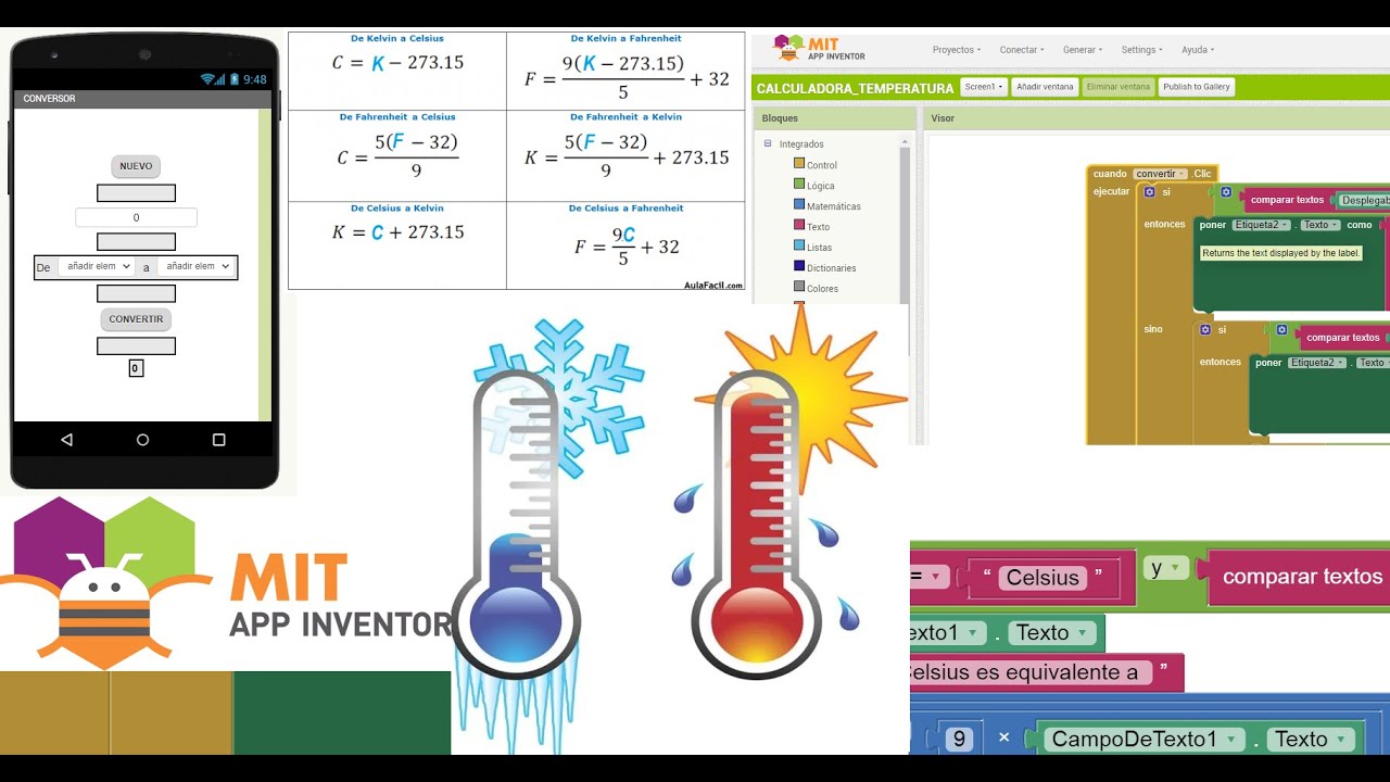 Crea tu calculadora - conversor de temperatura en App Inventor