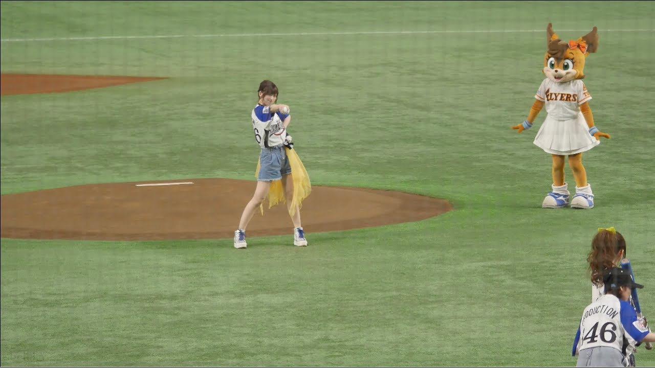 2017.7.4 声優 佳村はるかさんによる始球式「アイドルマスター」シリーズ×パ・リーグコラボ