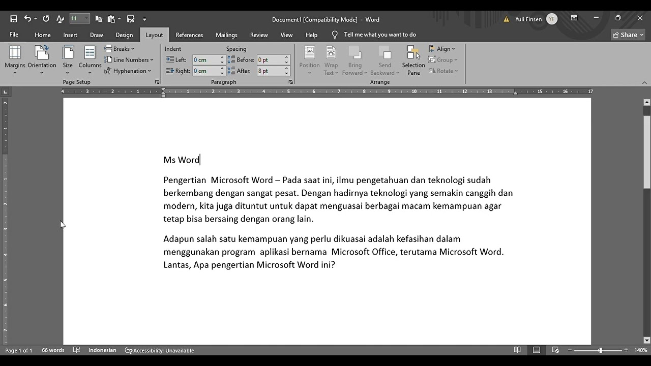 Mengatur Margin di Aplikasi Ms. Word
