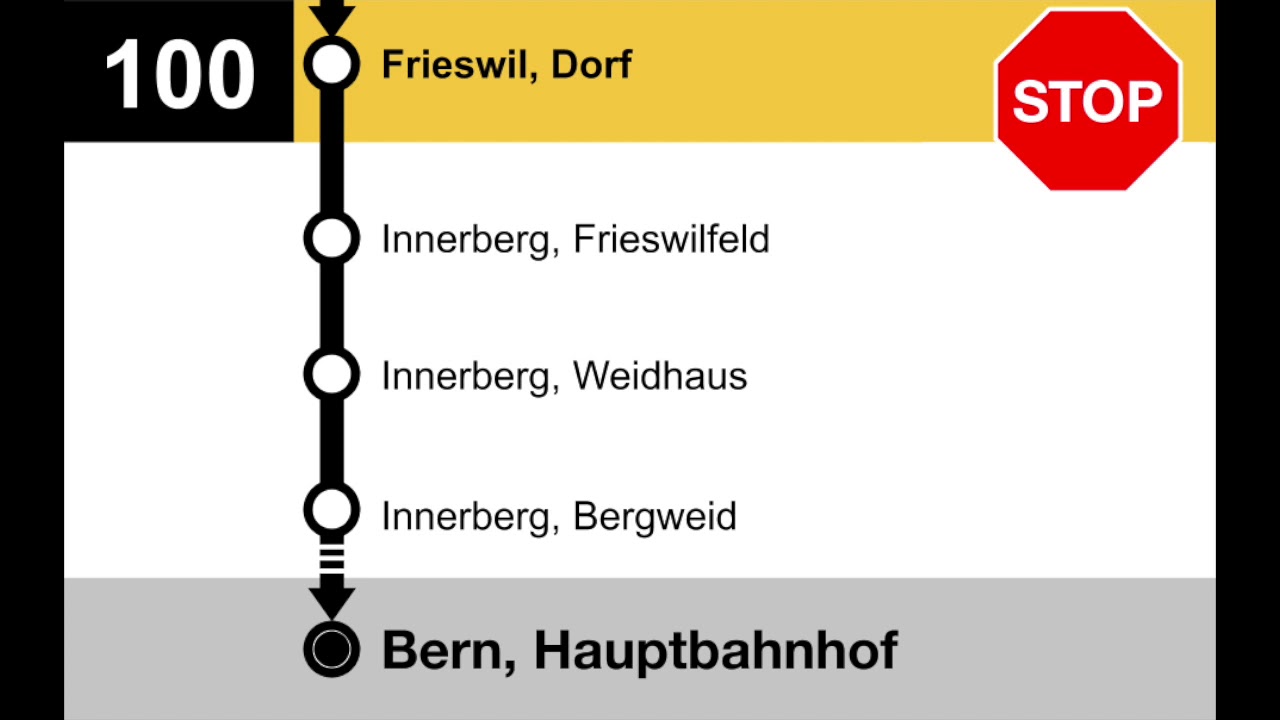 PostAuto Ansagen • 100 • Aarberg – Radelfingen – Dettligen – Innerberg – Murzelen – H'kappelen– Bern