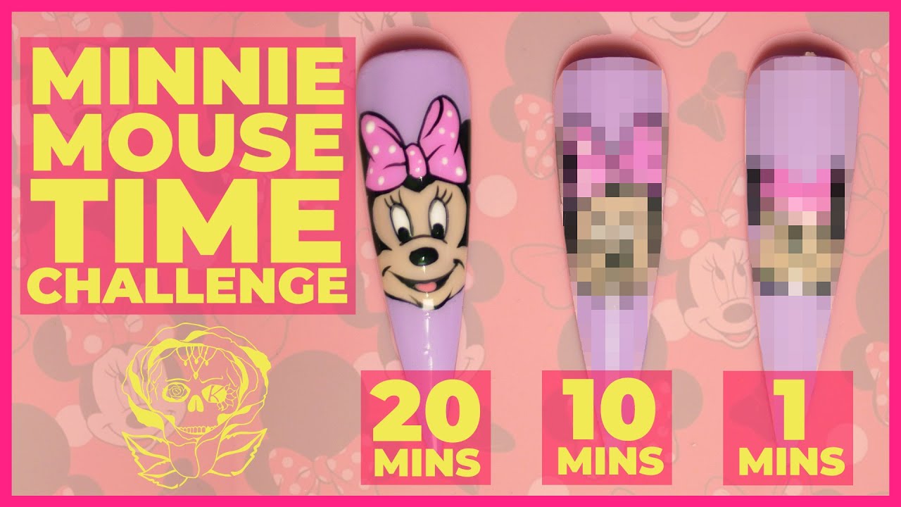 Minnie Mouse Gel Nail Painting in 20 mins 10 mins and 1 min