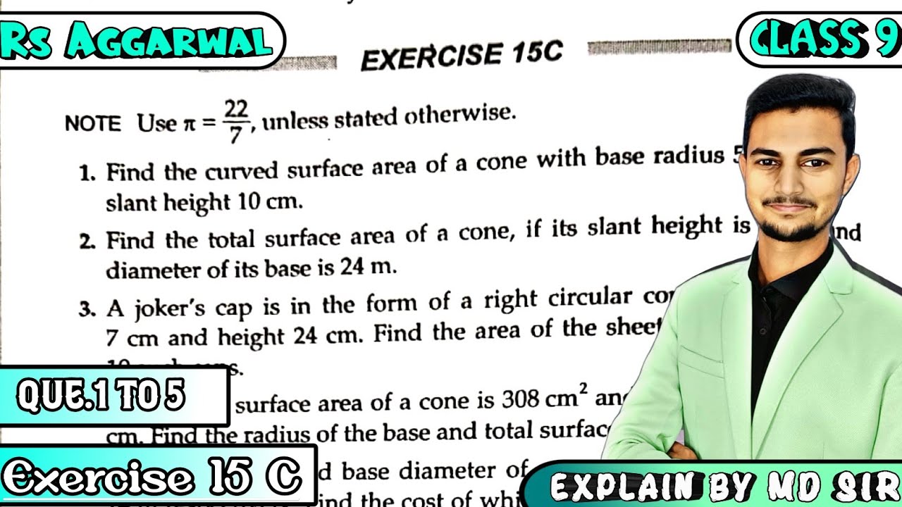 Ex 15C Q1 to Q5 | Class 9 Chapter 15 | Volume and Surface Area of Solids | Rs Aggarwal | Md Sir
