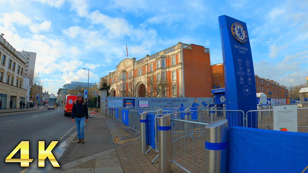 London Walk - 4K (Stamford Bridge, Britannia Road, Moore Park Road)