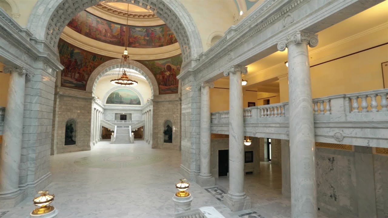 Utah State Capital Building Inside Pan Arch Hd 4791. Stock Footage