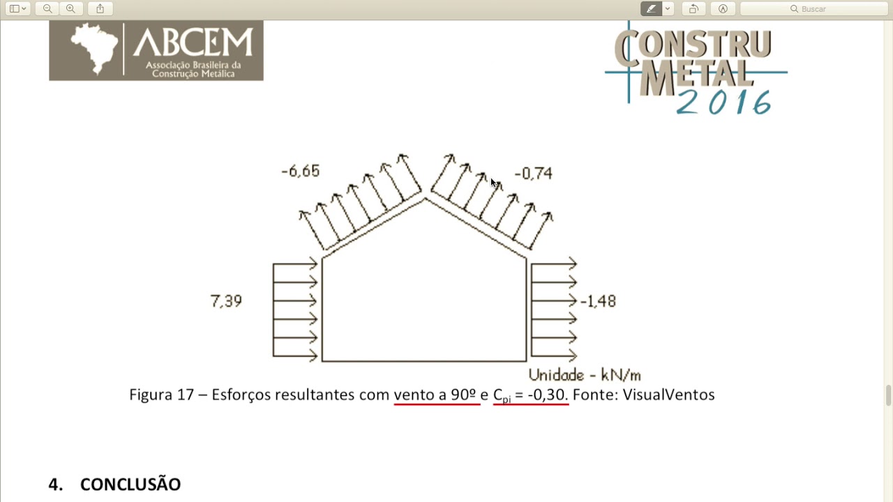 Estruturas metálicas - Ventos - Coeficientes de pressão internos e determinação carga estática