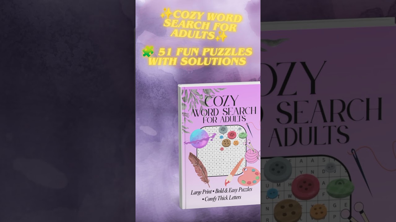 ✨ Cozy Word Search Puzzle Book for Adults | 51 Fun Puzzles with Solutions