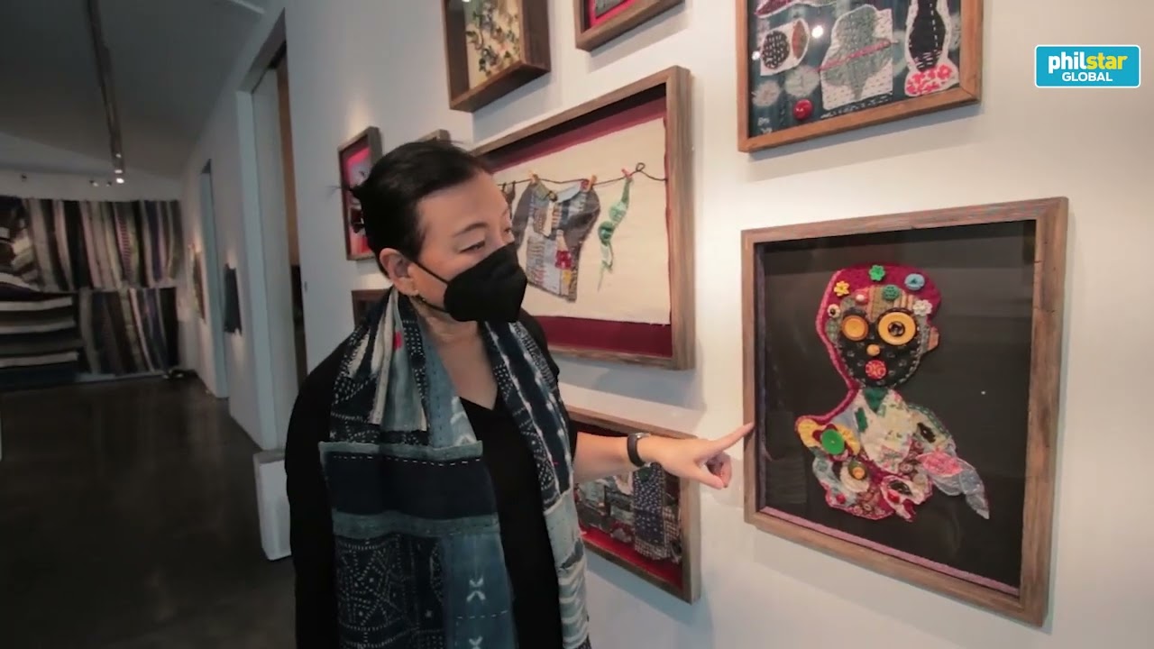 Artist Winnie Go explains her works in Boro art
