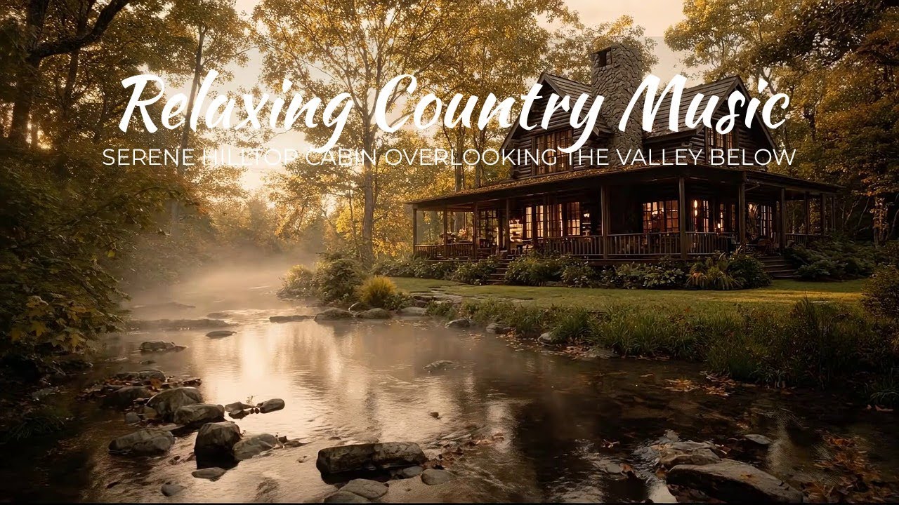 Relaxing Country Music | Serene Hilltop Cabin Overlooking the Valley Below