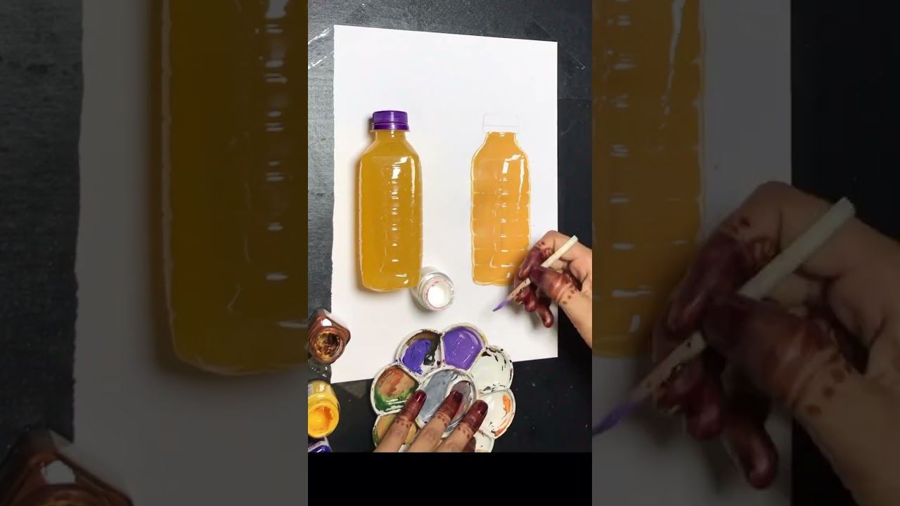 REALISTIC 😋|| ORANGE 🍊 || BOTTLE DRAWING 😮✍🏻|| SHORT VIDEO 🤯👀||