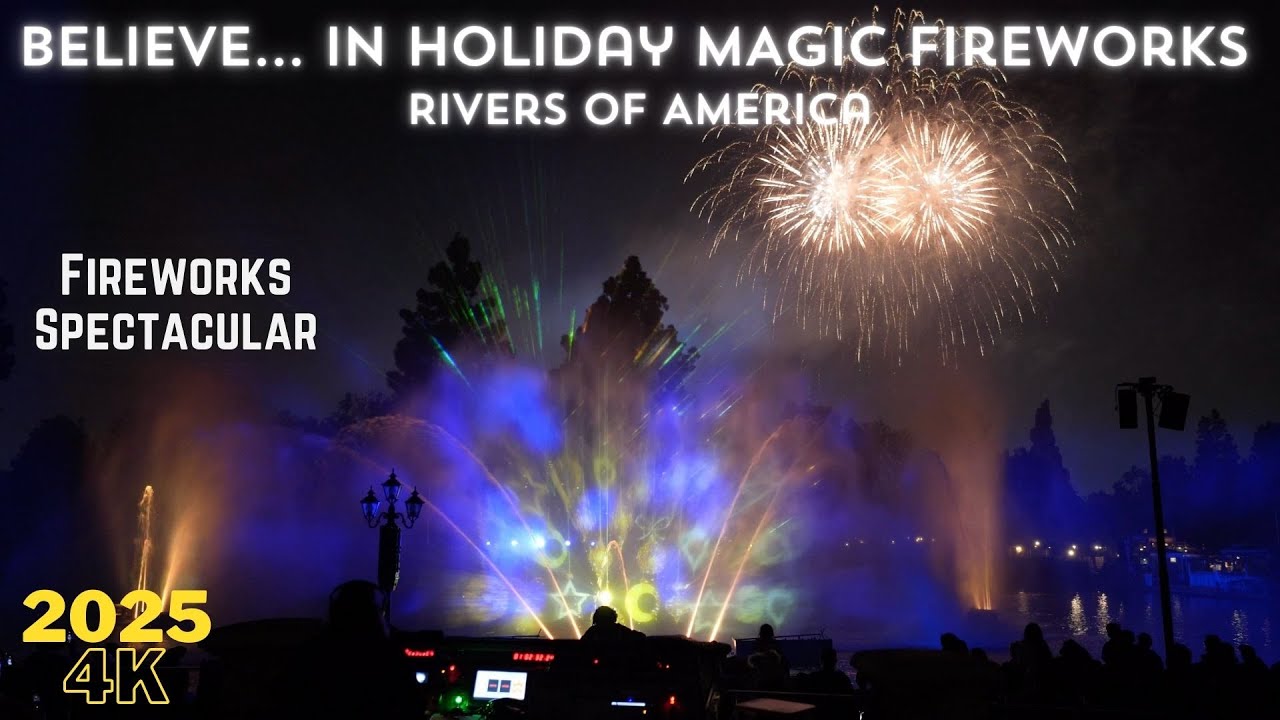 4K Believe... in Holiday Magic Fireworks - Rivers of America - Disneyland Resort - November 2025