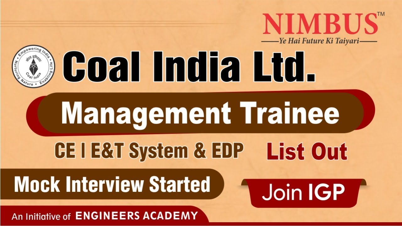 Coal India Ltd Management Trainee List Out| Interview Tips & Guidance|CIL Mock Interview Preparation