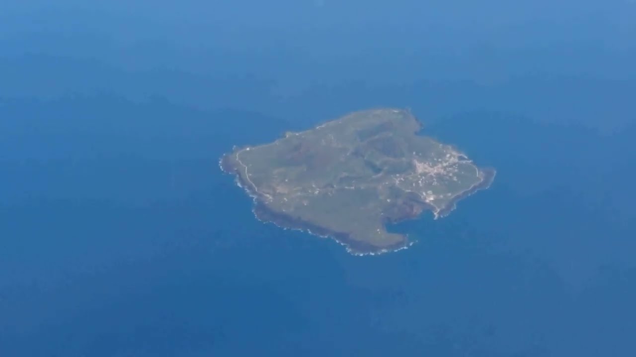 Airplane view (takeoff) of Linosa Island, 2019