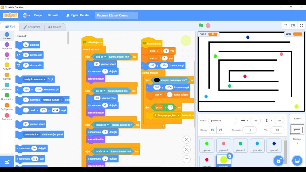 Scratch Dersi  8.  Hafta (Pacman Eğitsel Oyunu) #KodlaÖğren #Scratch #KodlaTürkiye